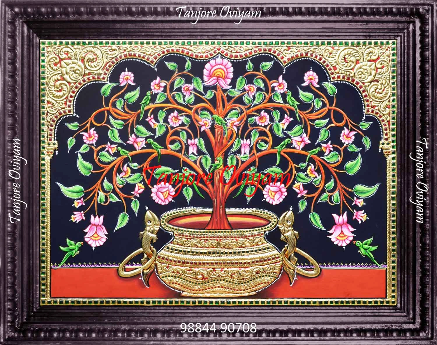 Flower Pot Tanjore Painting
